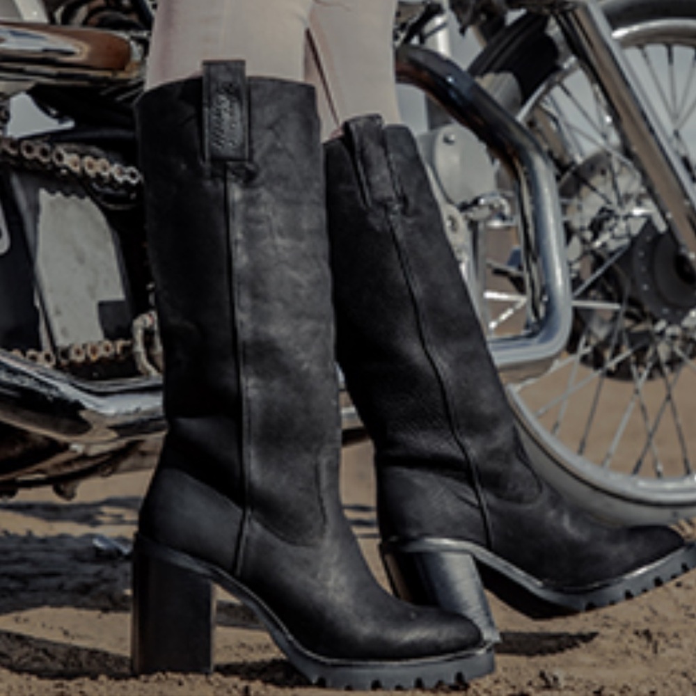 Harley Davidson Channing Black Motorcycle Boots  Women's Size 8 M